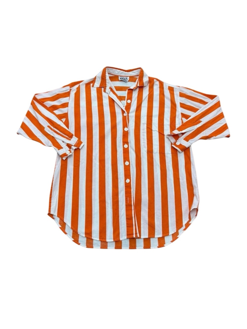 Vintage Women’s Trend Basics Orange & White Striped Blouse y2k